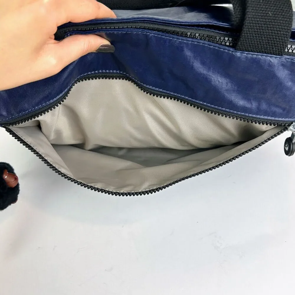 Kipling Luna Nylon Double Handle Tote Bag Lacquer Indigo Blue w/ Davina Monkey